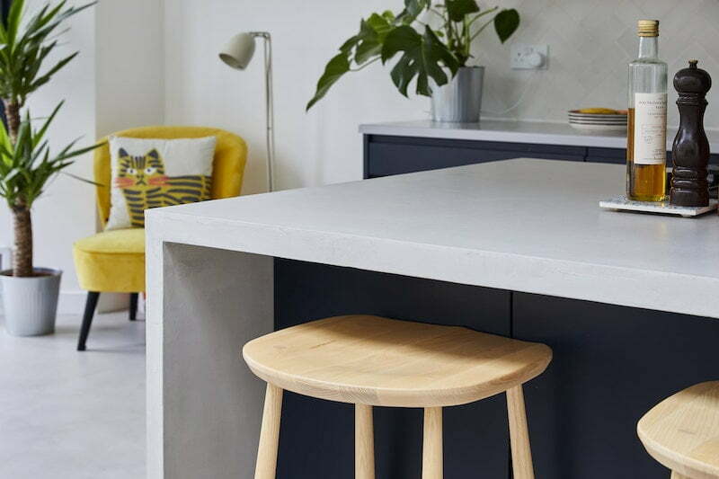 Cement Polished Interior Walls and Floors Kitchen