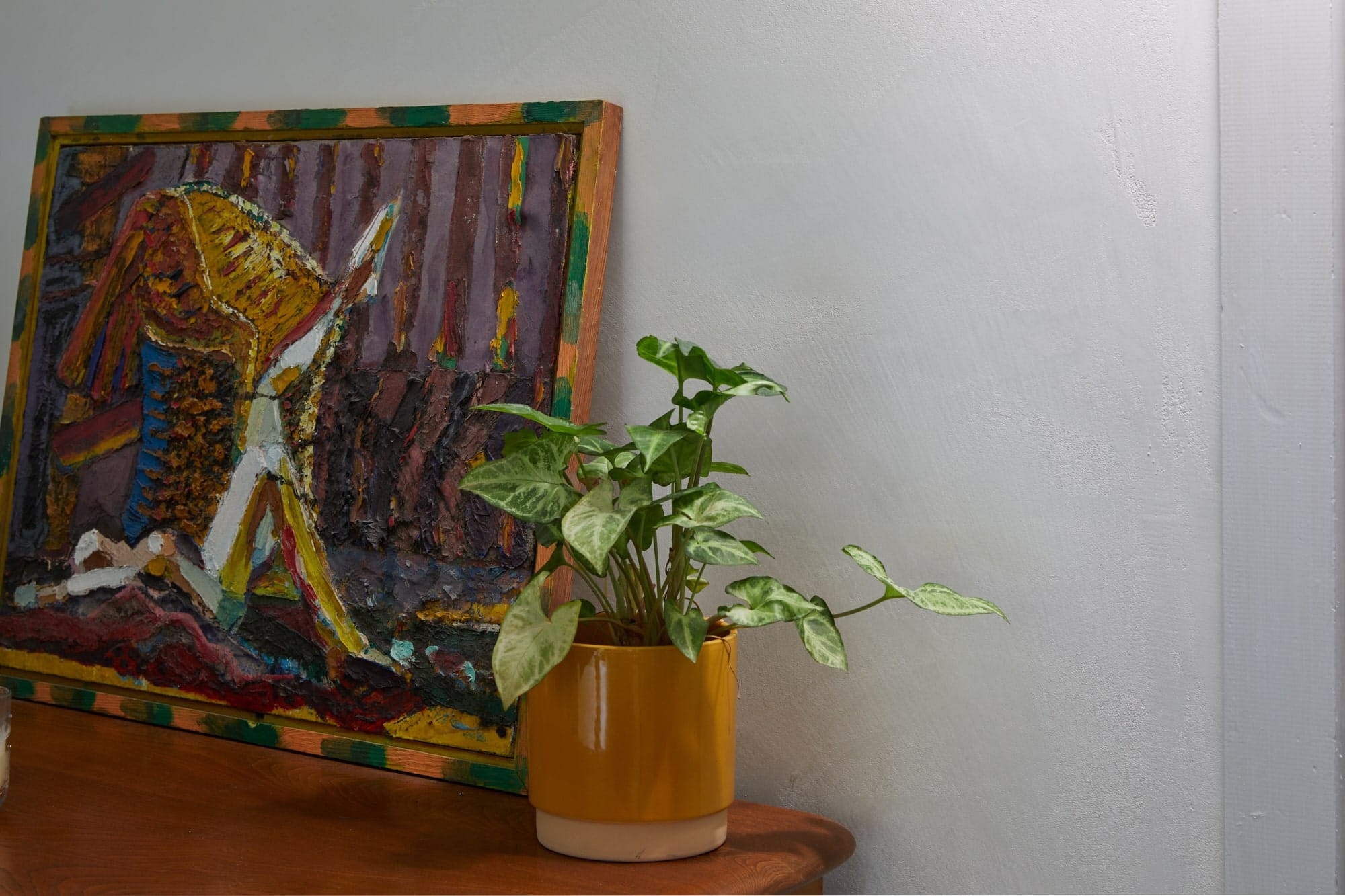 White marmarino venetian plaster feature wall in living room